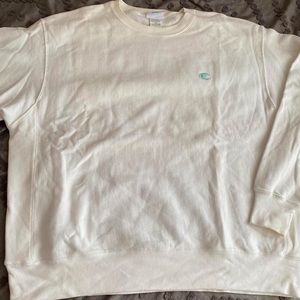 White and Teal Champion Crewneck